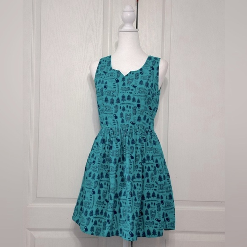 Modcloth Blue and Black Patterned Mini Dress